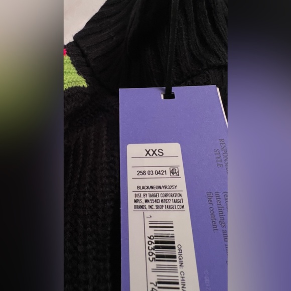 Future Collective Kahlana Barfield Brown Black Neon Stripes Turtleneck XXS - Picture 5 of 6